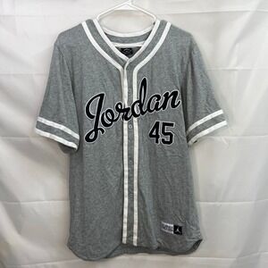 Nike Air Jordan IX 9 Barons vintage #45 y2k button embroidered baseball jersey L